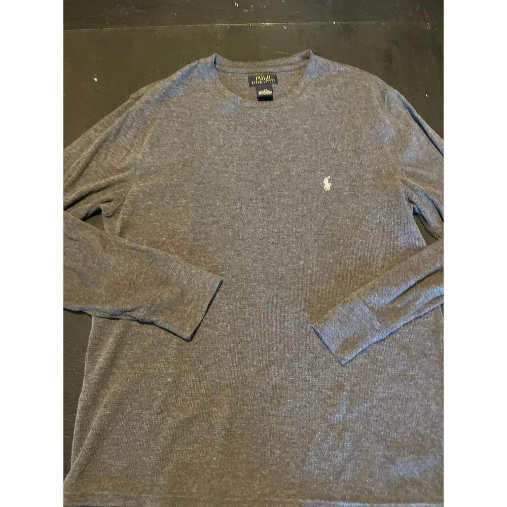 Polo Ralph Lauren Gray Long‎ Sleeve Cotton Blend Crew Neck T-Shirt